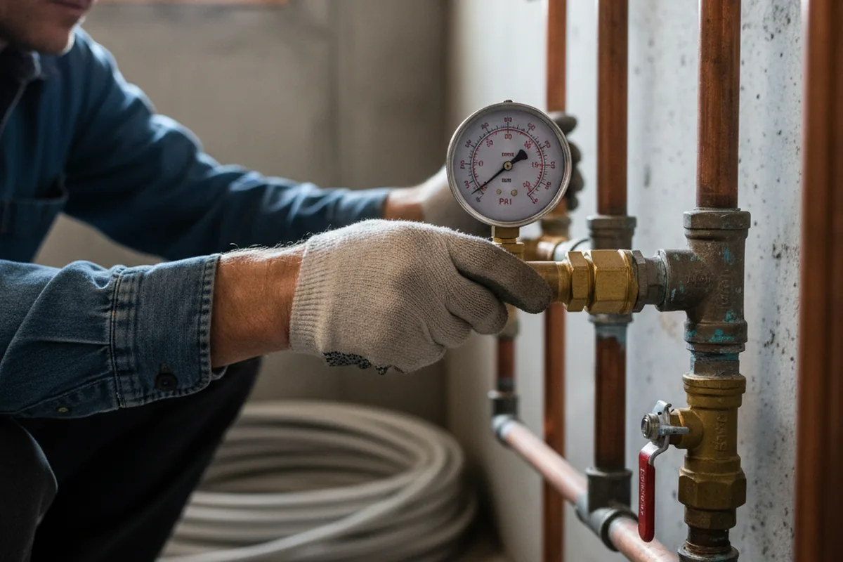 Pressure testing a repaired line during Water Line Repair in Coshocton